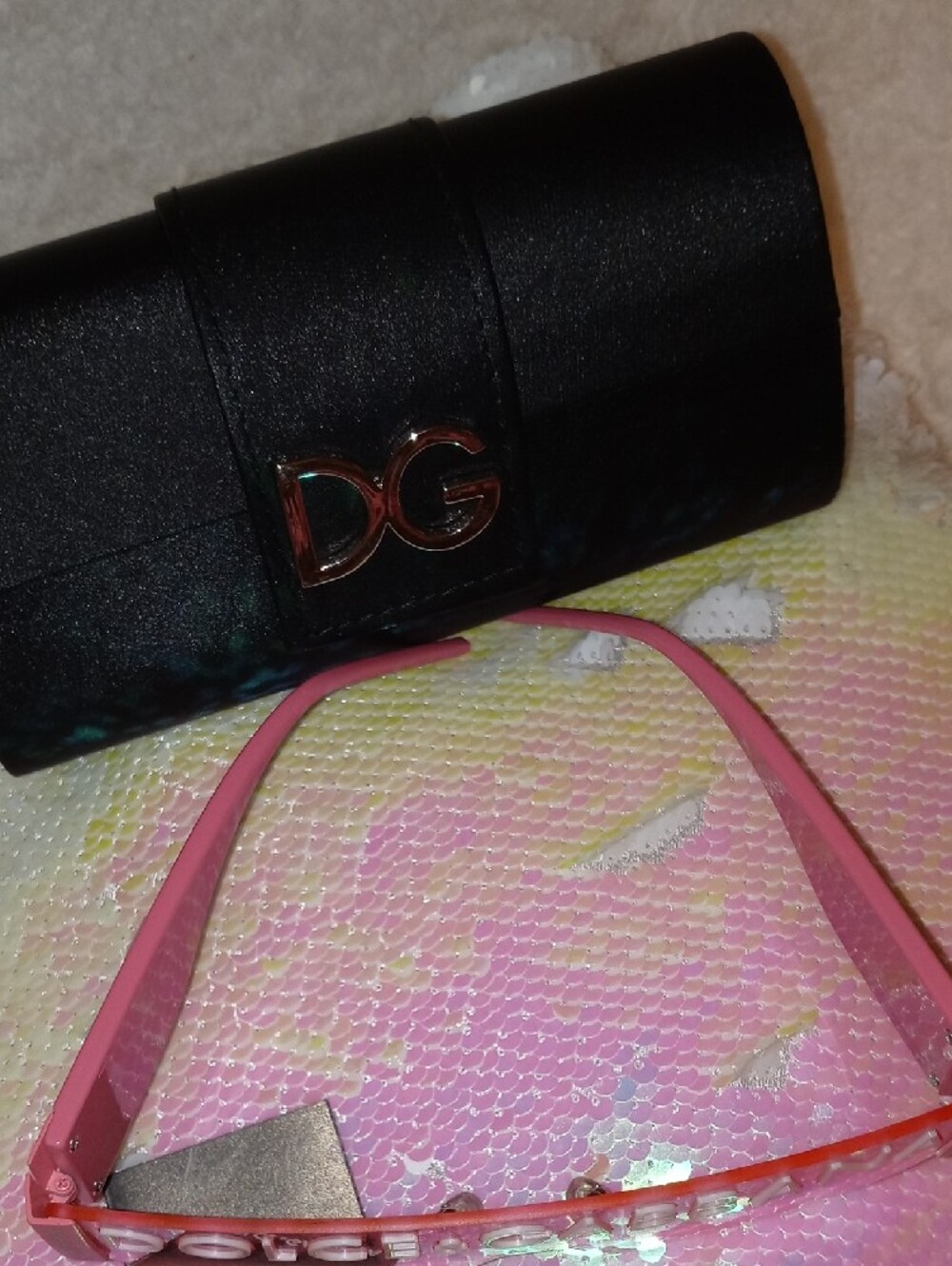 Dolce & Gabbana Pink Shield Sunglasses with White Logo - Picture 6 of 6